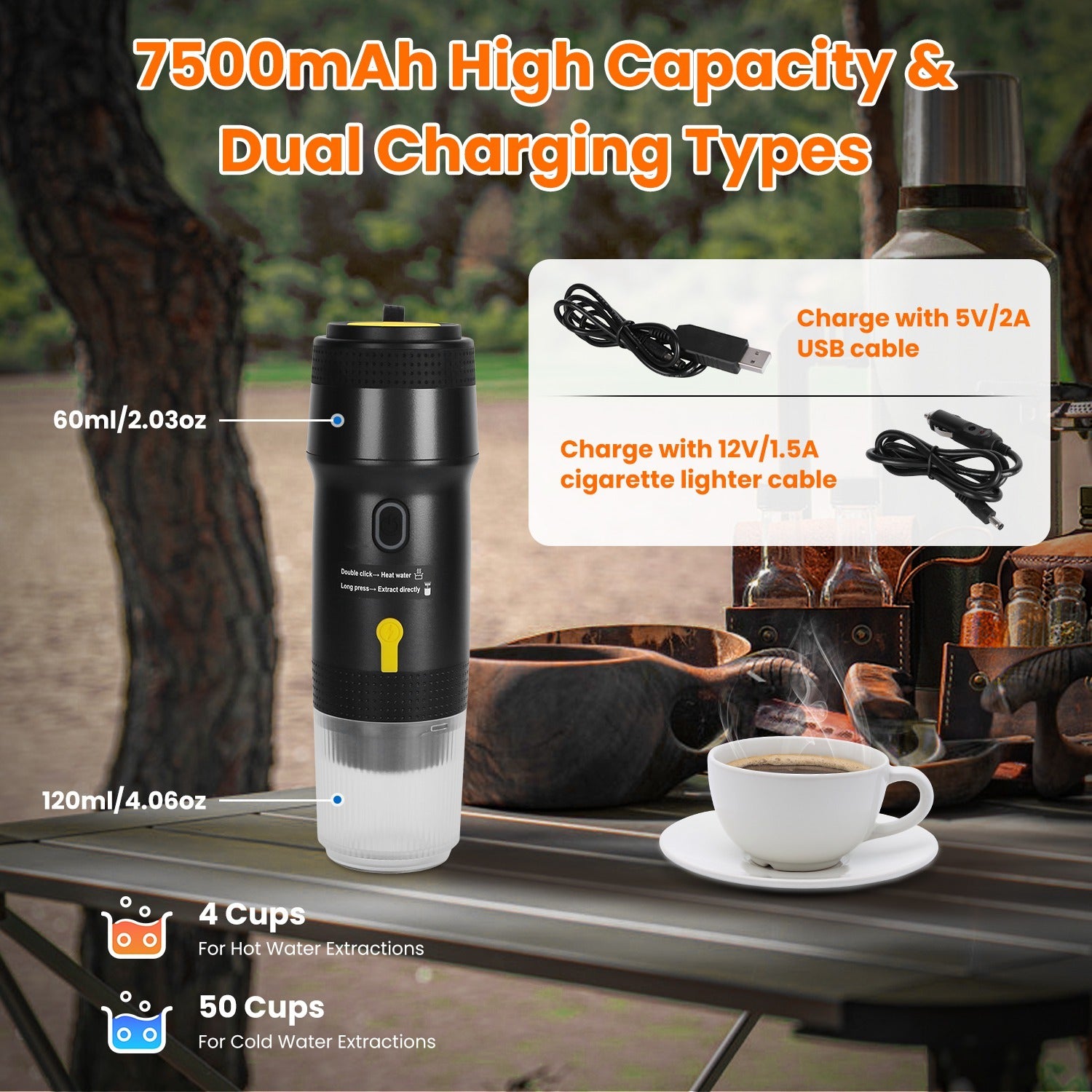 Portable Cordless Espresso Maker for Car, Camping, Office