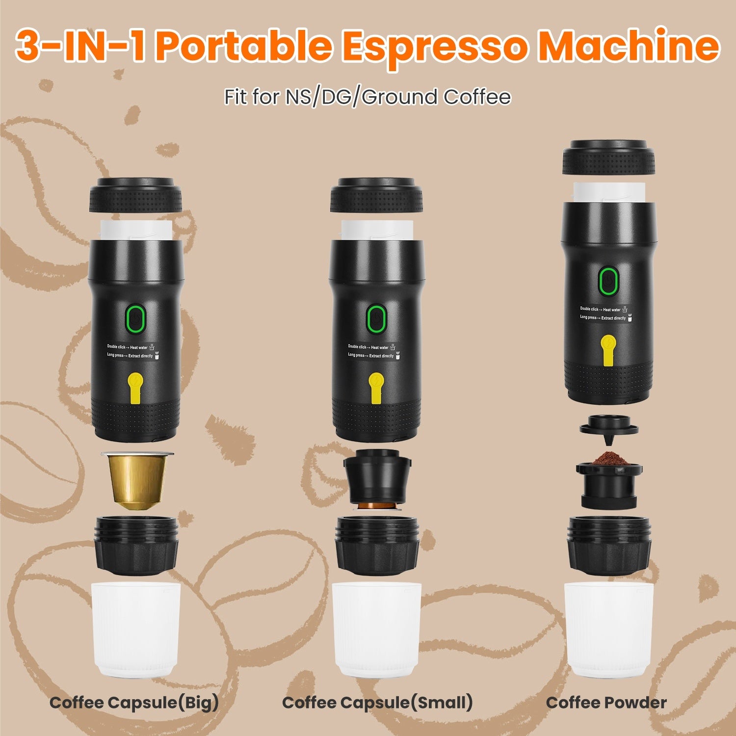 Portable Cordless Espresso Maker for Car, Camping, Office